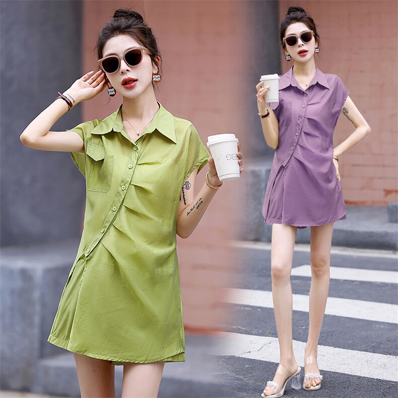 天丝衬衫短裤套装女夏季2024新款小个子高级感时尚洋气时髦两件套，女装套装/套裙，韩美纤衣