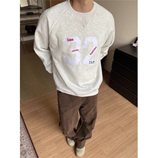 美式复古数字贴布绣圆领球服卫衣男宽松百搭运动上衣WT503，男装卫衣，星座1116A（原606A-3）