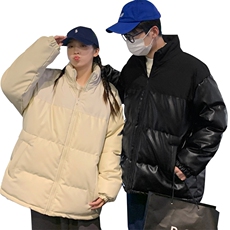 新款PU皮棉衣男士外套宽松冬装加厚港风学生帅气面包服M6689-P100，男装棉衣，星座815-2