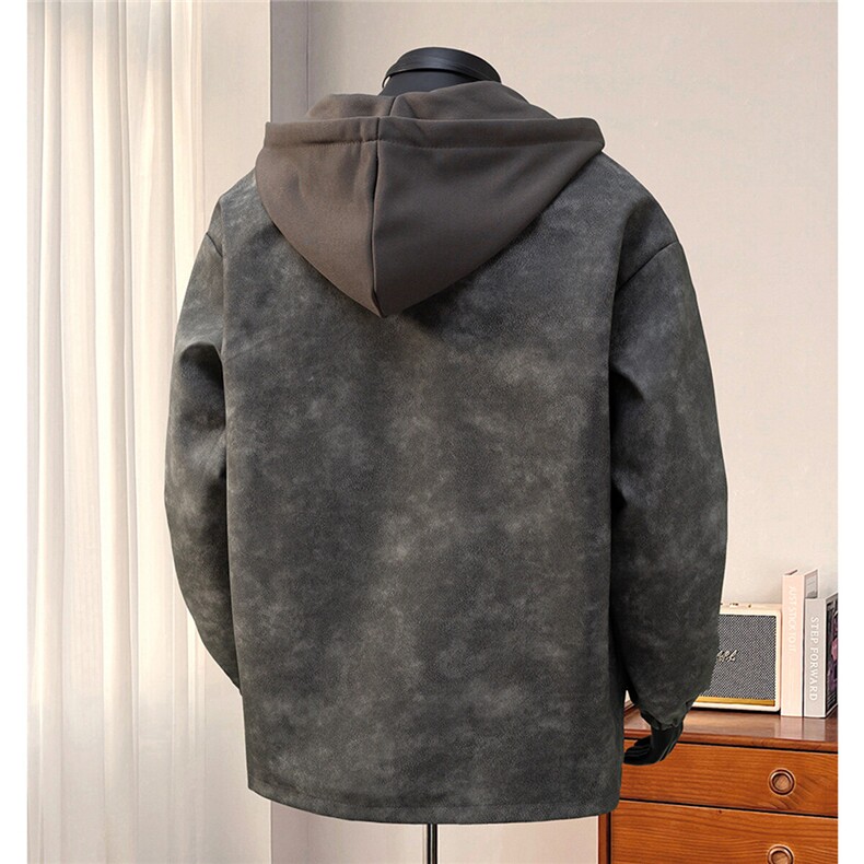 1PU皮假两件复古做旧面料金属装饰大码M-5XL夹克男JK77767P108控，男装夹克，星座226-2