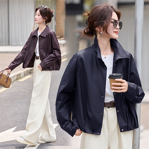 时尚休闲薄款短款外套女2025春秋季新款小个子百搭夹克上衣图片