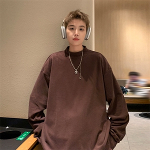 抖音得物品质260克精梳德绒保暖长袖T恤纯色半高领打底针织衫DR01图片