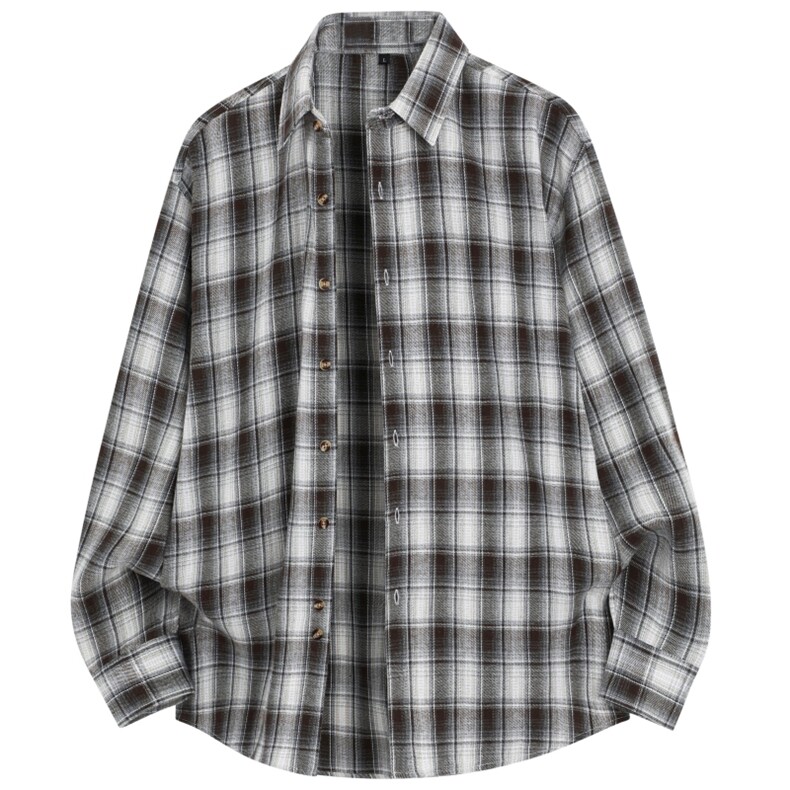 2026春季新款现货（跨境电商）四季款格子衬衫潮流宽松格纹衬衣，男装衬衫，星座1107