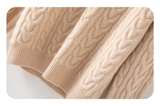 2025秋冬百搭时尚简约麻花绞花针织衫圆领，女装针织衫/毛衣，木淼羊绒