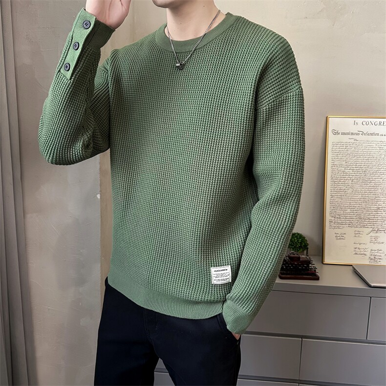 M-2XLB353MY909P80绿店主风宽松秋冬男士潮版针织衫套头毛体,男装针织衫/毛衣,电商B353