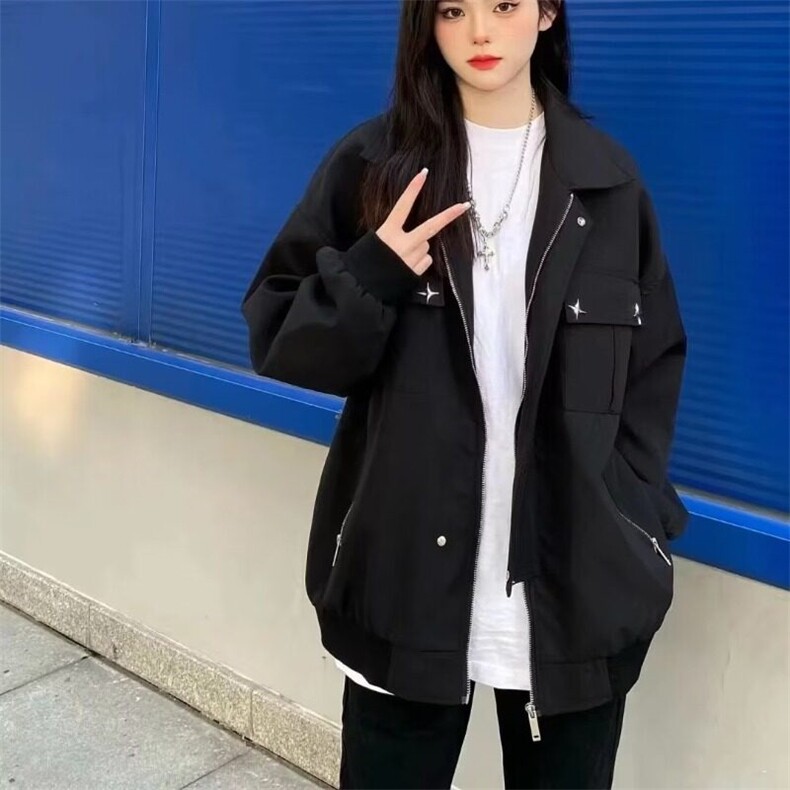 美式复古街头时尚装饰设计男女潮工装夹克宽松休闲百搭情侣外套,男装夹克,星座506A