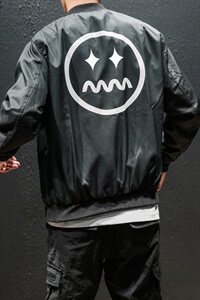 2021秋日系笑脸印花空军任意两面穿棒球男外套【控78】J823特P60图片