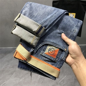 1506-1/KT5491/P47冬男牛仔裤潮流绣花微宽松弹力休闲直筒宽松图片