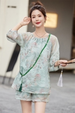 【现货】新款夏装2024年新中式旗袍改良重工刺绣宽松防晒衣两件套，女装套装/套裙，悠米