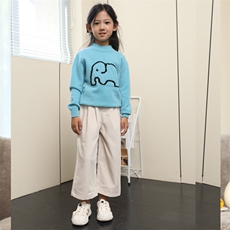 时尚男女童羊毛衫可爱大象图案简约百搭秋冬必备，童装儿童羊毛衫，冰晶童装