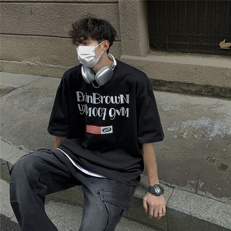 港风字母印花设计潮大码M-5XL短袖T恤男DT77774P18块特价控38,男装T恤,星座226-2