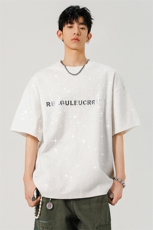 2025夏季250克高品质满天星亮片短袖金属字母设计MT9163-P33控58，男装T恤，星座508（原C305）