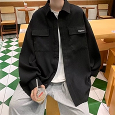 F147-P40春季港风宽松休闲百搭衬衣2024新款长袖衬衫外套男士，男装衬衫，星座512-6