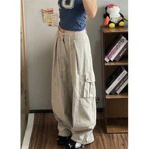 复古休闲裤男夏季慵懒风阔腿工装裤子大口袋宽松百搭长裤 KX1568图片