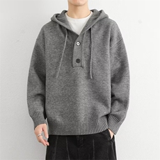 抖音得物保暖立领拉链针织外套秋冬宽松慵懒风纯色毛衣上衣AM047，男装针织衫/毛衣，电商A443