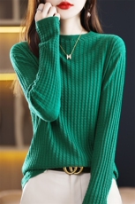时尚百搭半高领仿羊毛针织衫修身显瘦长袖打底衫，女装针织衫/毛衣，大美人包芯纱店