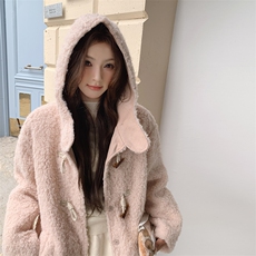 【现货主推】2025冬法式复古圈圈毛连帽外套2C372-9069-P195控278，女装皮草，2C372