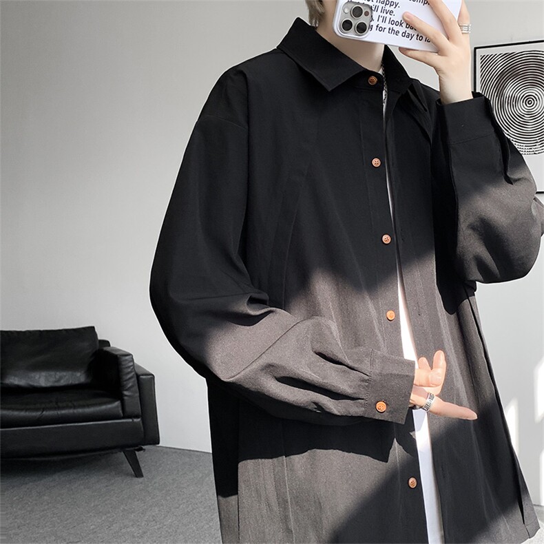 CS1159-特P33 控58 秋季潮流大码拼接高级感痞帅衬衫宽松外套男图片