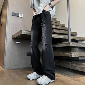 美式高街牛仔裤男女 潮牌破洞休闲裤N486/P44图片