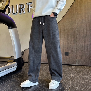 K161-P78控108新款加绒加厚卫裤设计感解构裤子秋冬直筒男裤潮流图片