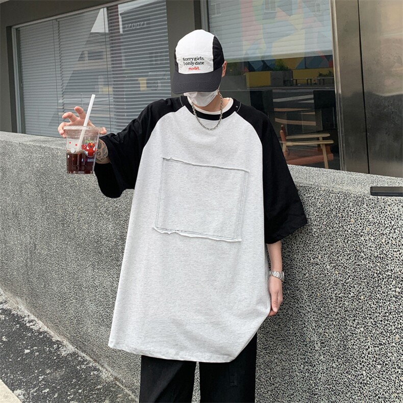 T恤男士短袖韩版潮流拼色痞子帅气2024夏季ins宽松体恤ST428-P30,男装T恤,星座412-3