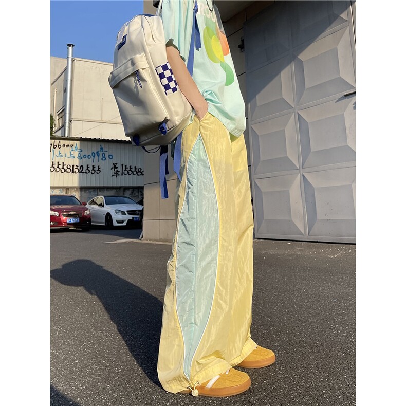 【现货】K783-P55控89多巴胺伞兵裤运动休闲裤撞色速干阔腿裤,男装休闲裤,星座612
