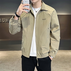 秋季新款夹克外套男春秋休闲百搭时尚翻领男士刺绣夹克N815-P75图片
