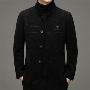 冬季休闲羊毛毛呢大衣时尚中年男加棉加厚外套上衣YYN6036-P220,男装毛呢大衣,电商B212（原钱塘6029）