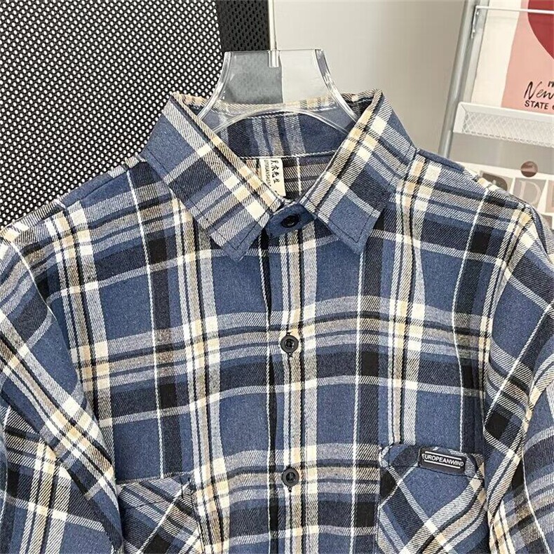 DC157-P40格子衬衫男长袖春季新款潮流百搭青少年休闲宽松衬衣,男装衬衫,星座603-2