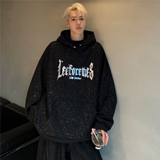 满天星卫衣男秋季连帽360克重磅帽衫软金属字母印花W88-P68，男装卫衣，电商C307