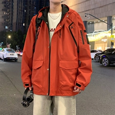 新款港风夜景三防连帽冲锋衣宽松大码夹克男A157B-J199-特P65，男装夹克，电商A157B