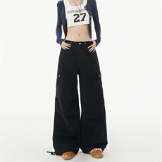 高端2025美式复水洗工装裤女宽松潮流百搭阔腿休闲长裤K6118-P85，男装休闲裤，星座412-2