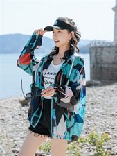 印花防晒衣女短款夏季轻薄款2025夏季新款宽松透气防晒服风衣外套，女装防晒衣，可可小西