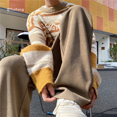 抖音品质港风新款飘带针织宽松直筒休闲裤B315-K23462-p55控68，男装休闲裤，电商B315