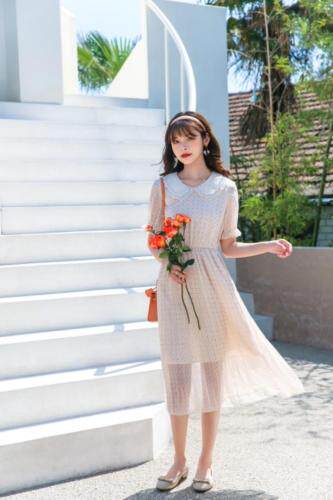 网纱仙女气质连衣裙，女装连衣裙，如问