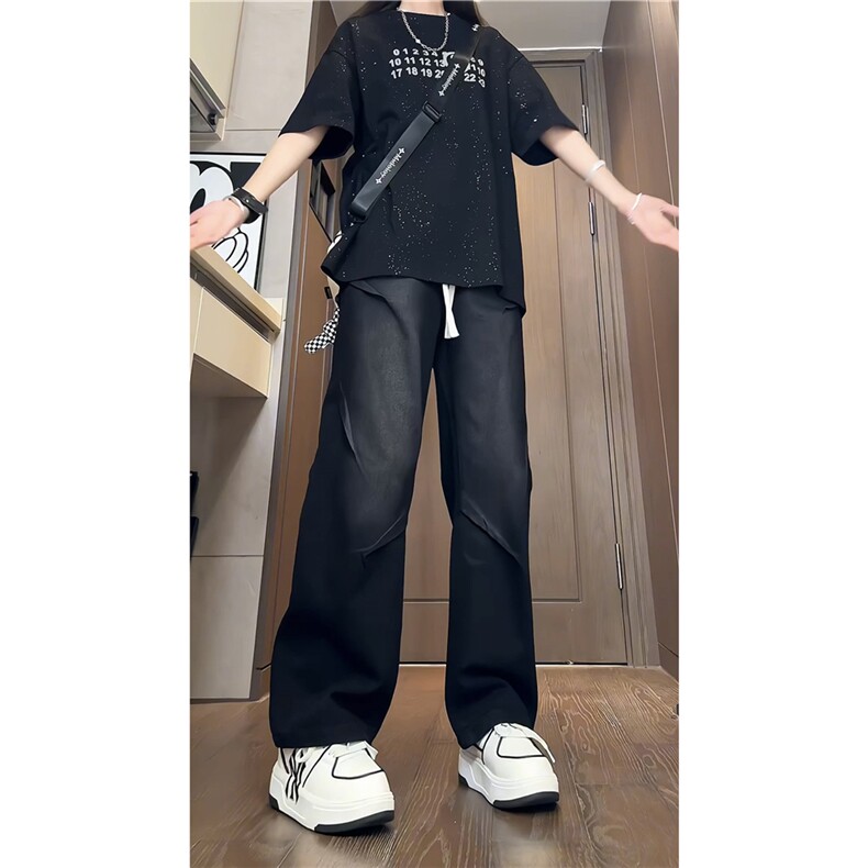 K1225-特p38-控68oversizecleanfit折皱牛仔裤直筒裤老爹裤长裤,男装牛仔裤,星座103A-1