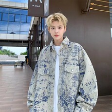 秋季款-重工原版高品质J32扎染牛仔外套卡其色，男装夹克，星座218-1（原230）