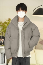 clean短款痞帅时尚立领PU皮棉服男女潮牌大码棉袄M2909特P90控158，男装棉衣，电商A001