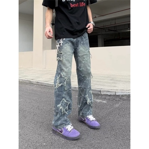 高级感纯色假两件领带衬衫男士简约ins宽松休闲垫肩长袖衬衣图片