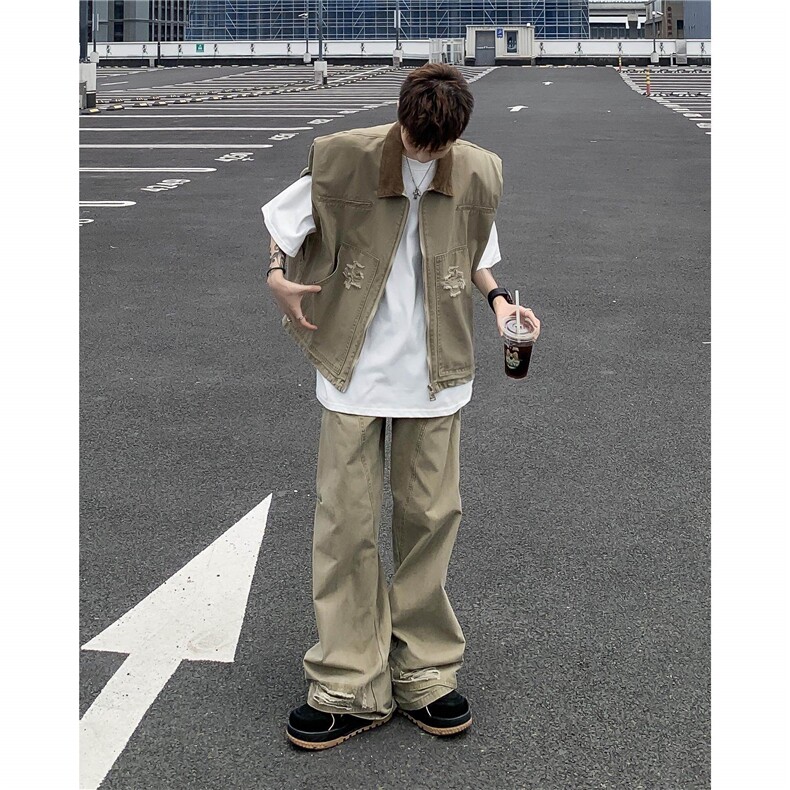 美式潮牌复古牛仔马甲男生廓形设计坎肩马甲宽松外套J70033-p63,男装背心/马甲,星座1008