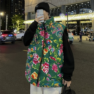 M3风东北大花棉马甲外套大码宽松秋冬汉服外衣坎肩背心演出服图片