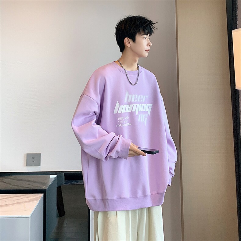 Y5041P30春款港风圆领卫衣男宽松长袖T恤打底衫外套,男装卫衣,星座1204-3