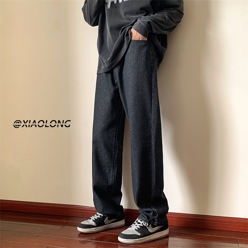 牛仔裤男2024新款春秋季宽松直筒阔腿裤复古休闲K809*P28*控58，男装牛仔裤，星座227-2