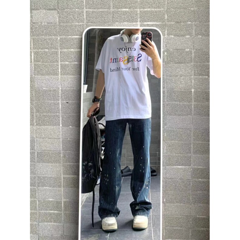 【有货】喷墨扎染牛仔裤男款美式复古vibe风裤子NZK56WW-特P48图片