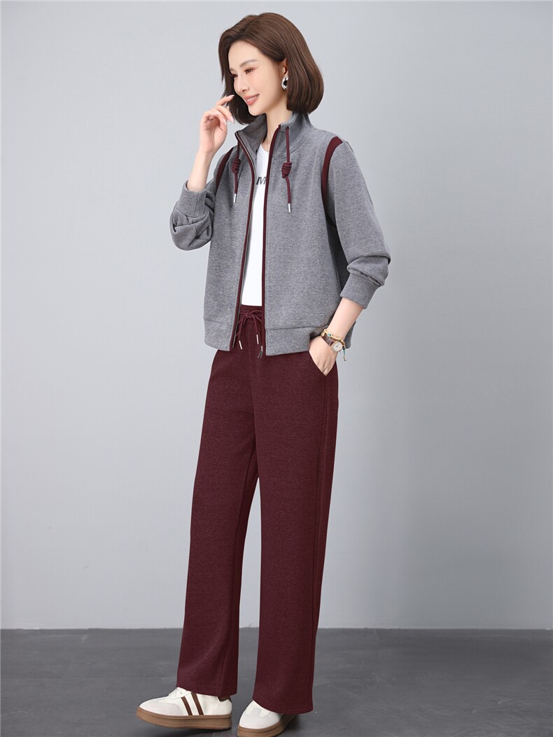 2025新款妈妈秋装休闲春秋季洋气运动服套装中老年女装外套两件套,女装套装/套裙,涵誉
