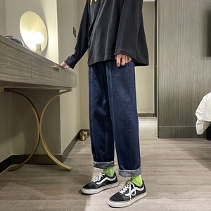 2023春款纯色宽松直筒老爹男女牛仔裤 X715  NZ016 批45 控68图片