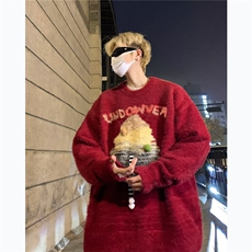 1506/QY920/P45新年红色毛衣新款宽松套头圣诞元素针织衫潮上衣，男装针织衫/毛衣，星座1506
