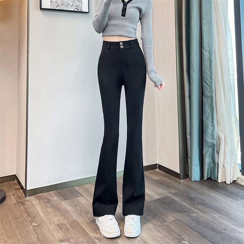 面料西装微喇裤女春季喇叭裤子女新款高腰显瘦西装女裤,女装休闲裤,云美莎专业女裤-全店现货