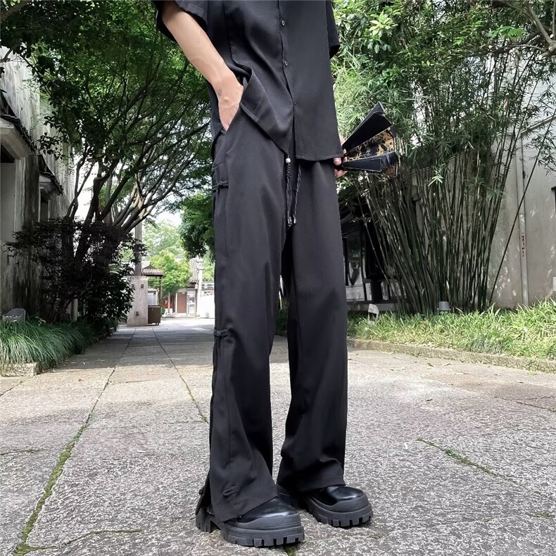 休闲裤男士韩版潮流痞子帅百搭拼接个性2024夏季ins长裤K5417-P41,男装休闲裤,星座412-2