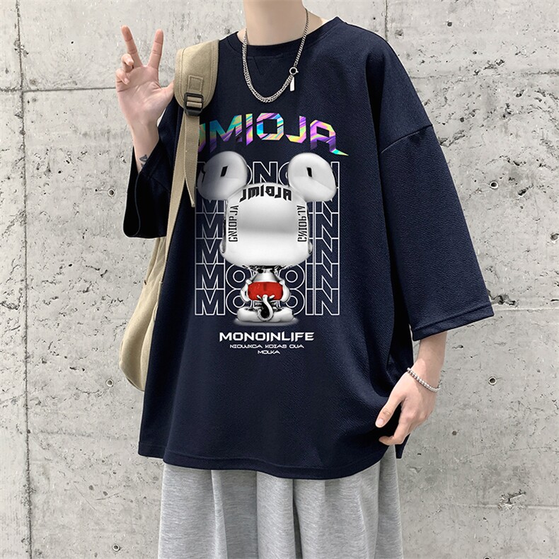 Q11214-P30春夏季七分袖t恤男大码五分袖男短袖中袖大皂风,男装T恤,电商A040